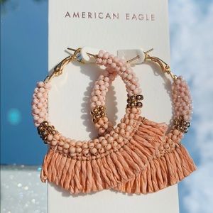 Fringe Beaded Hoop Earring